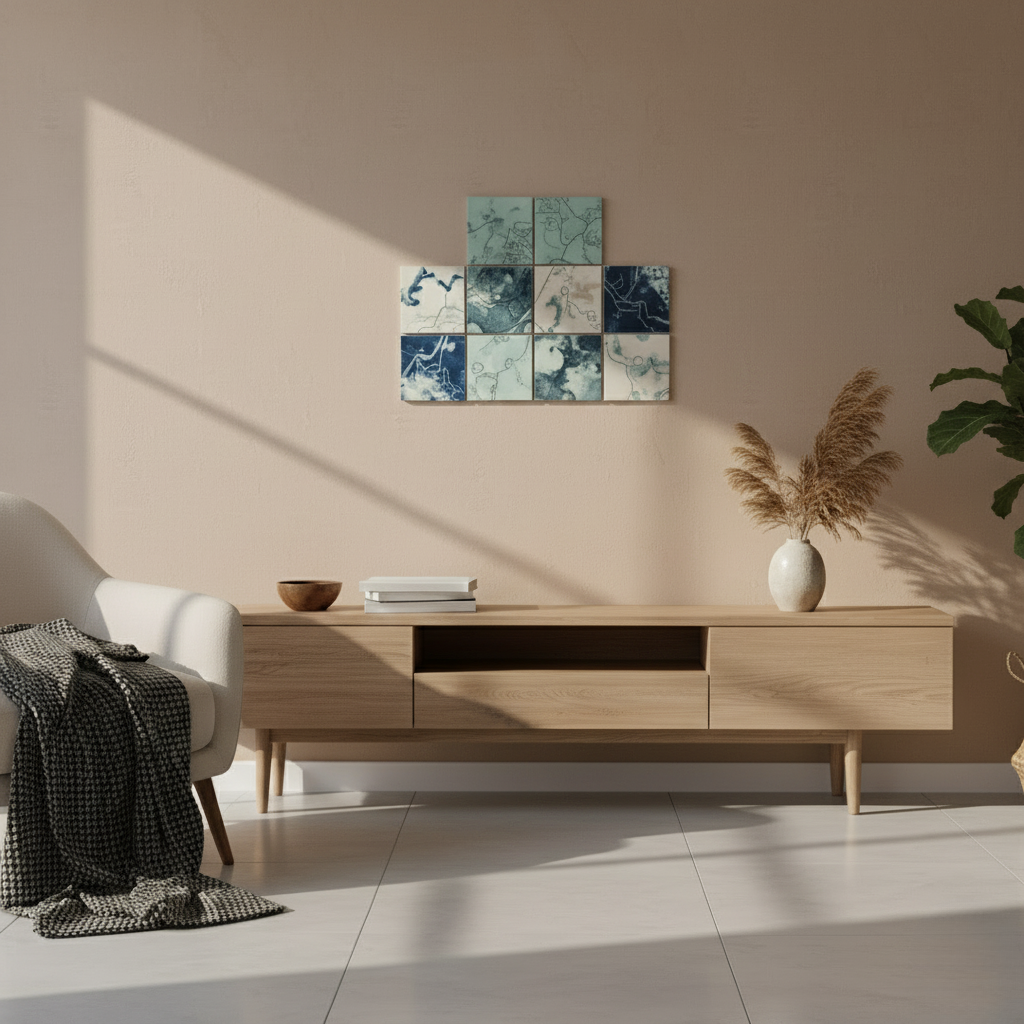 Abstrakt Keramisk Vægflise Kunstsæt