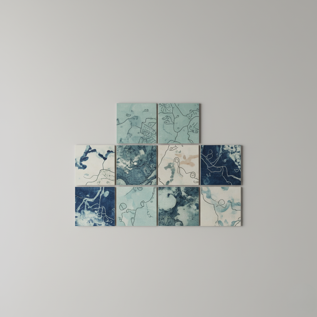 Abstrakt Keramisk Vægflise Kunstsæt