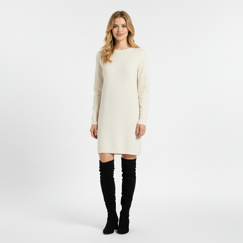 Langærmet Strik Kjole